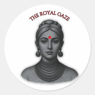 Royal Gaze Indian Queen Minimalist Bold Lin Classic Round Sticker