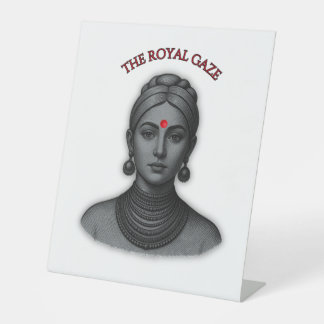 Royal Gaze Indian Queen Minimalist Bold Line Art Pedestal Sign