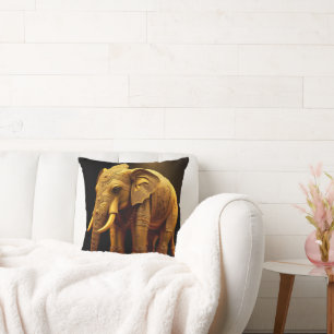 Royal Gilded Elephant Throw Pillow