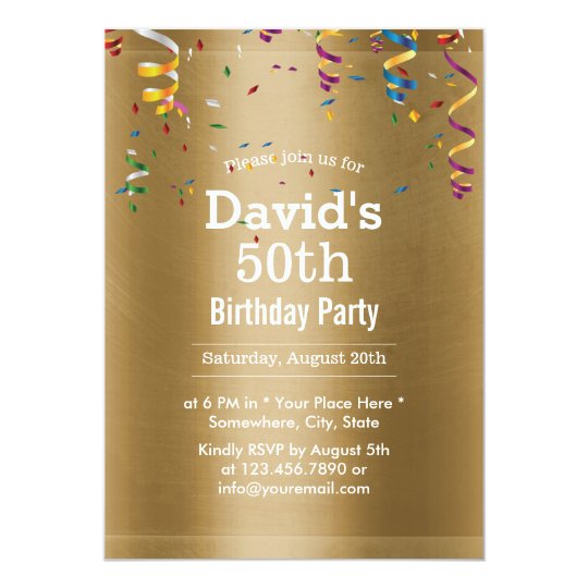 Royal Gold 50th Birthday Party Card