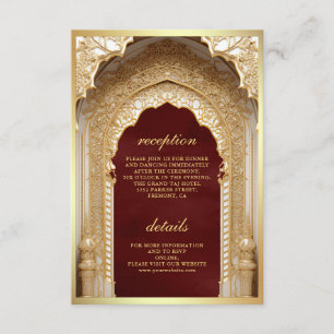 Royal Gold Arch Maroon Wedding  Enclosure Card