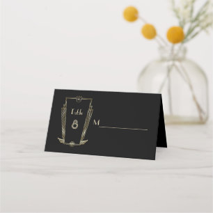Royal Gold Art Deco Monogram Wedding Place Card
