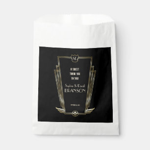 Royal Gold Art Deco Monogram Wedding THANK YOU Favour Bag