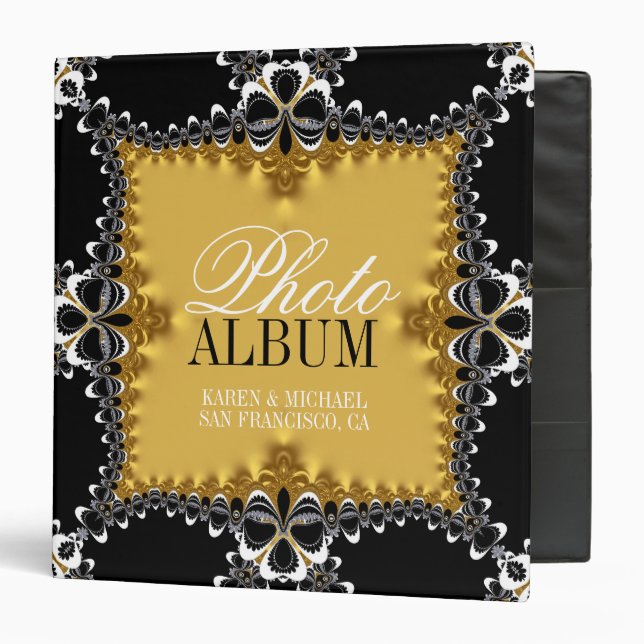 Royal Gold+Black dentelle fractale Classeur d'albu (Devant/Intérieur)
