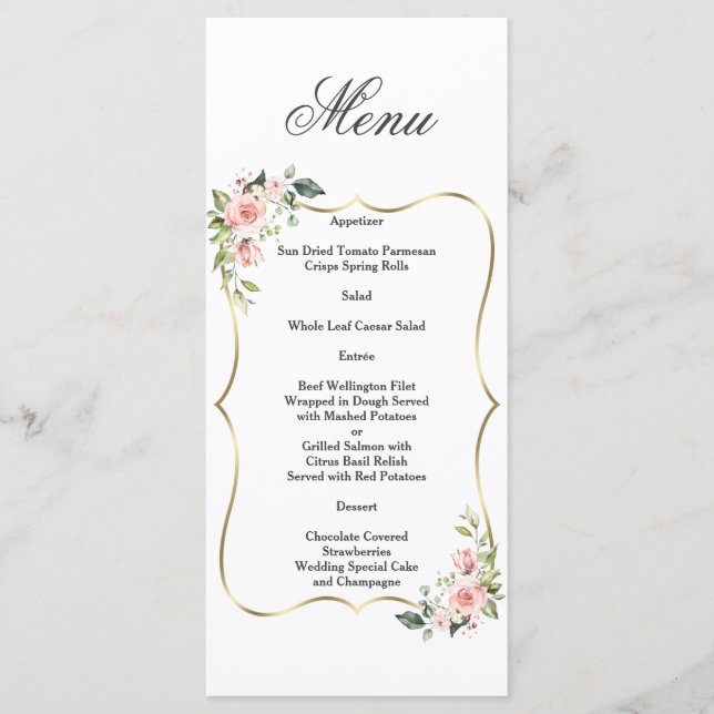 Royal Gold Black Great Gatsby 1920s Wedding Menu (Front)