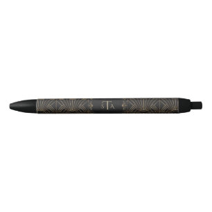 Royal Gold Black Great Gatsby 20s Monogram Ink Pen