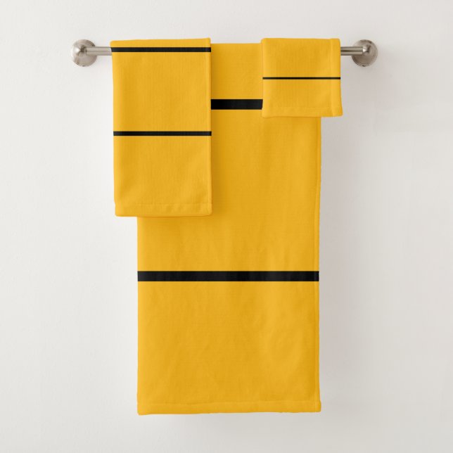 Royal Gold Black Stripes Bath Towel Set (Insitu)
