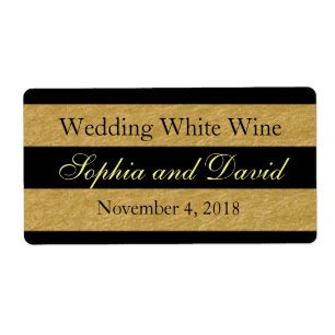 Royal Gold Black Stripes Mariage Vin Étiquette