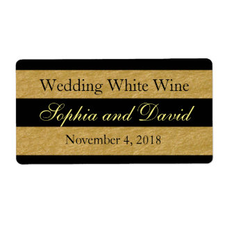 Royal Gold Black Stripes Mariage Vin Étiquette
