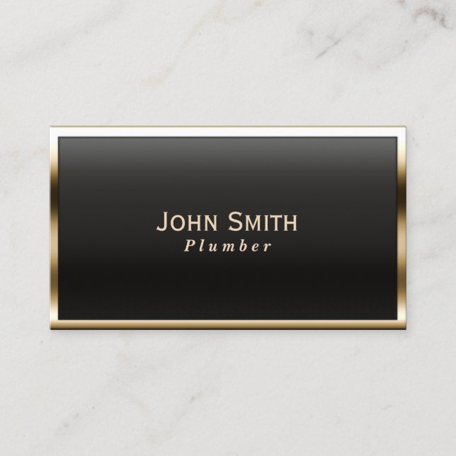 Royal Gold Border Plumber Business Card (Front)