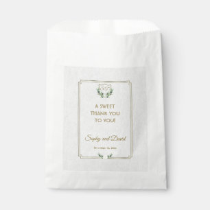 Royal Gold Crest Lush Greenery Wedding THANK YOU Favour Bag