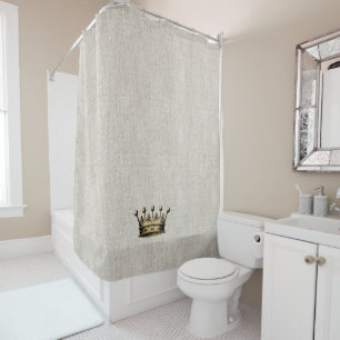 Royal Gold Crown Nuetral Linen Fabric Chic