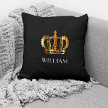 Royal Gold Crown Personalized Name Black Throw Pillow<br><div class="desc">Royal Gold Crown Personalized Name Black Throw Pillow</div>