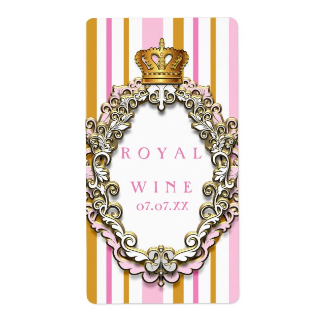 Royal Gold Crown rose Élégant Étiquette de vin Pri (Devant)