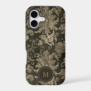 Royal Gold Damask Monogramme personnalisé