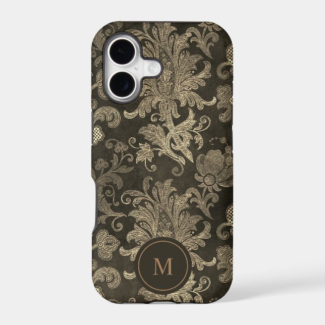 Royal Gold Damask Personalized Monogram (Back)