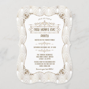 Royal Gold Fleur-de-lis Art Deco New Year Party Invitation