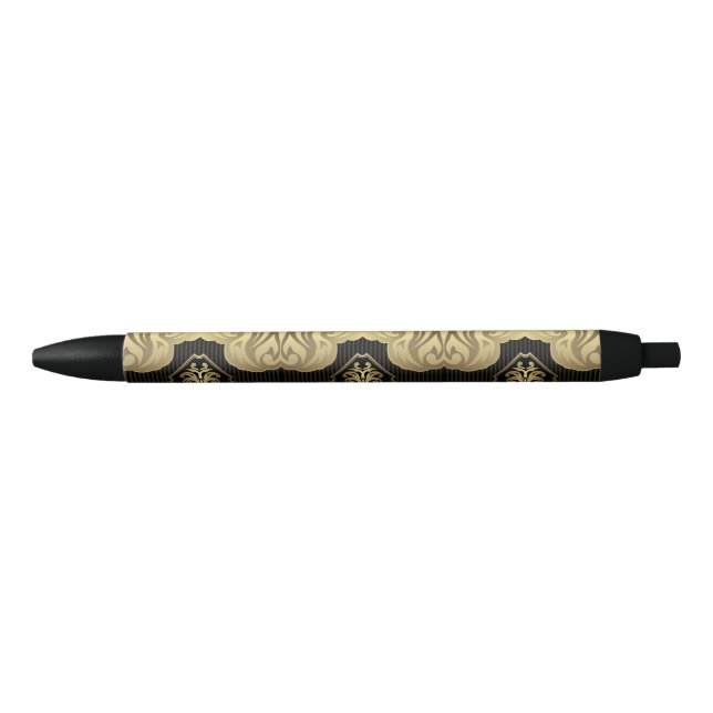 royal,gold,fleur de lis,pattern,on black,elegant,v black ink pen (Front)