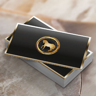 Royal Gold Horse Logo Professional Equine Business Card