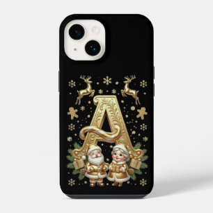 Royal Gold Letter A Luxury Black iPhone 14 Tough  Case