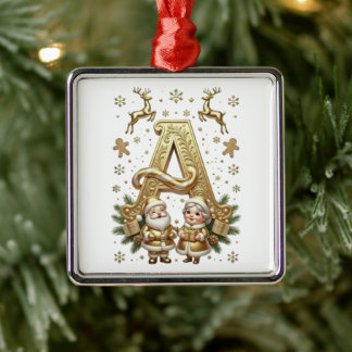 Royal Gold Letter A Luxury Silver Framed Ornament