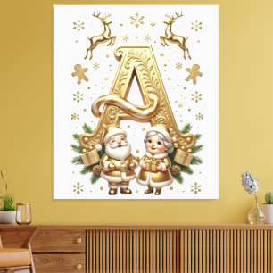 Royal Gold Letter A Luxury Unisex Wrapped Canvas