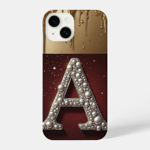 Royal Gold Letter A Monogram Dripping Metall iPhone 14 Case