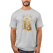 Royal Gold Letter B Luxury Snowman Grey Shirt