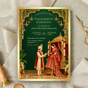 Royal Gold Palki Indian Engagement Ceremony Invitation