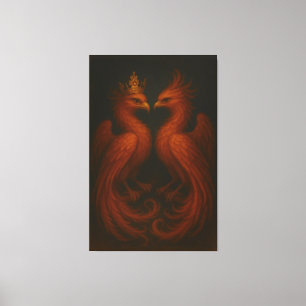 Royal Gold Phoenix Pair · Luxury Fine Art Canvas