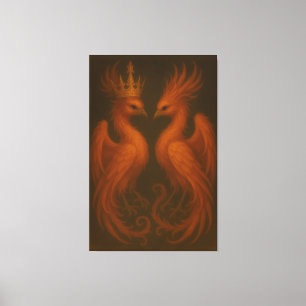 Royal Gold Phoenix Pair · Luxury Fine Art Canvas