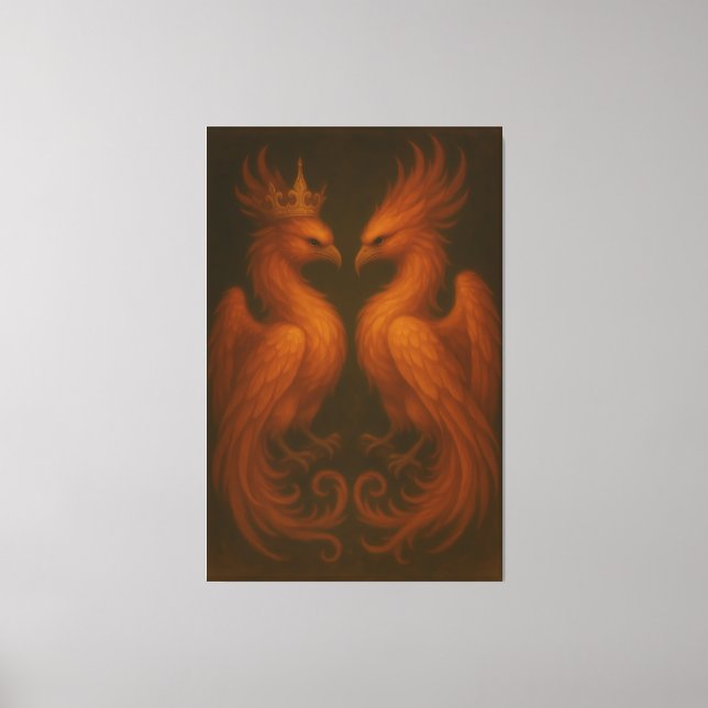 Royal Gold Phoenix Pair · Luxury Fine Art Canvas (Front)