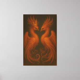 Royal Gold Phoenix Pair · Luxury Fine Art Canvas