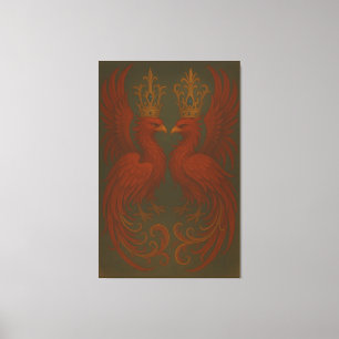 Royal Gold Phoenix Pair · Luxury Fine Art Canvas