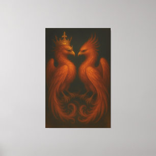 Royal Gold Phoenix Pair · Luxury Fine Art Canvas