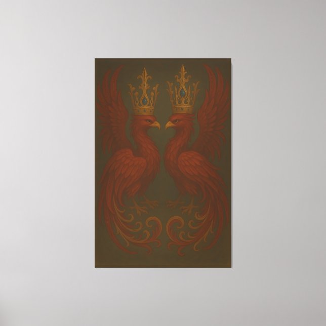Royal Gold Phoenix Pair · Luxury Fine Art Canvas (Front)
