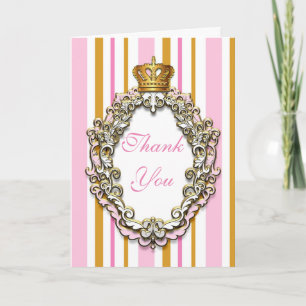 Royal Gold & Pink Princess Thank You Fold Card