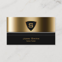 Royal Gold Shield Game Testing Business Card