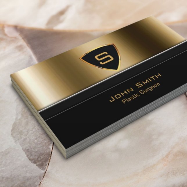 Royal Gold Shield Plastic Surgeon Business Card (Creator Uploaded)