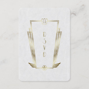Royal Gold White Art Déco Monogramme Mariage RSVP