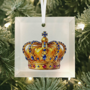 Royal golden crown glass ornament