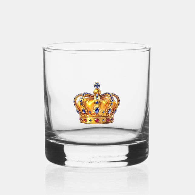 Royal golden crown whiskey glass (Front)