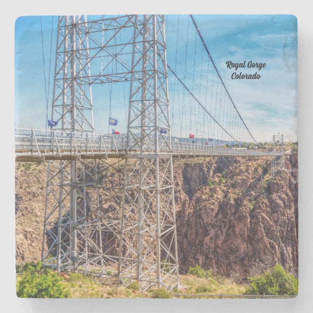 Royal Gorge Bridge Side View Stone Coaster (Front)