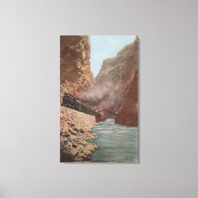 Royal Gorge, CO - View of Train Alongside River Canvas Print (Front)
