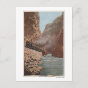Royal Gorge, CO - View of Train Alongside River Postcard