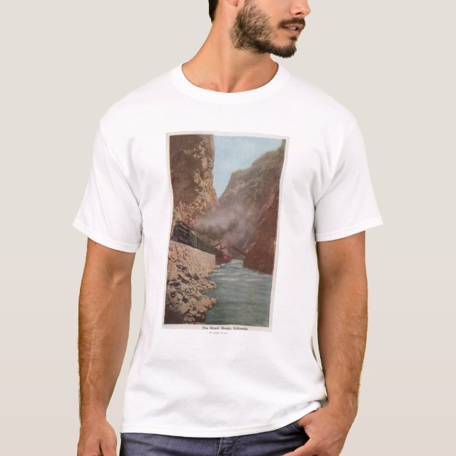 Royal Gorge, CO - View of Train Alongside River T-Shirt (Front)