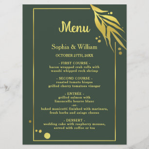 Royal Green Elegant Botanical Modern Wedding Program