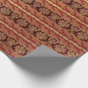 Royal Grungy Gold Red Lace Floral Wrapping Paper