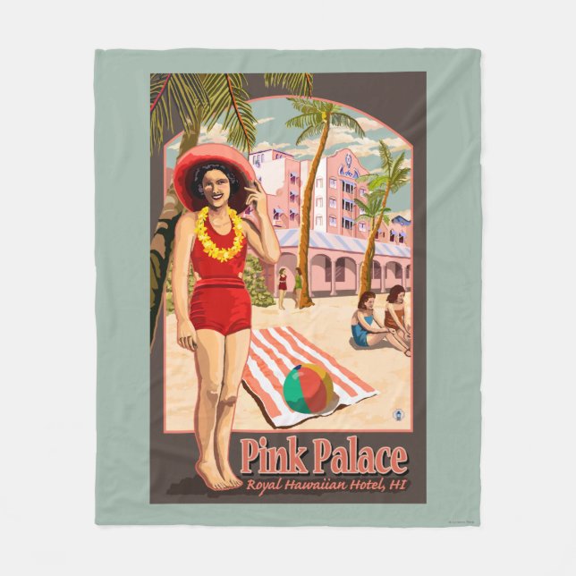 Royal Hawaiian Hotel in Hawaii Fleece Blanket (Front)
