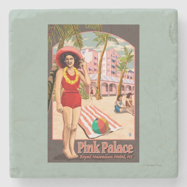 Royal Hawaiian Hotel in Hawaii Stone Coaster (Front)